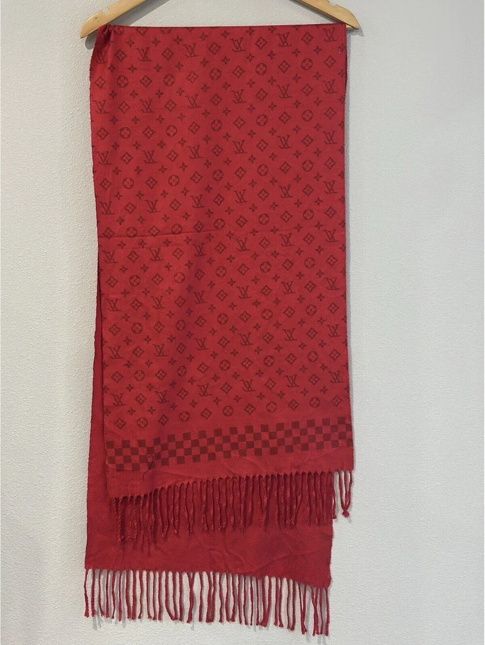 Monogram Scarf Cozy and Soft Beautiful Red Color Women's Scarf, No Tag